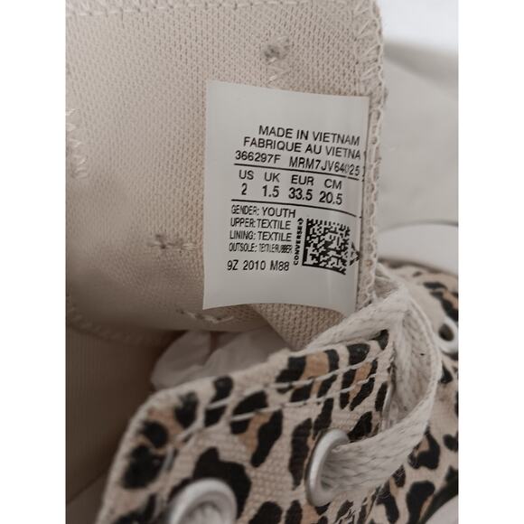 Converse All Star Low OX Youth Size 2 Sneaker Cheetah Print 366297F - Picture 10 of 13